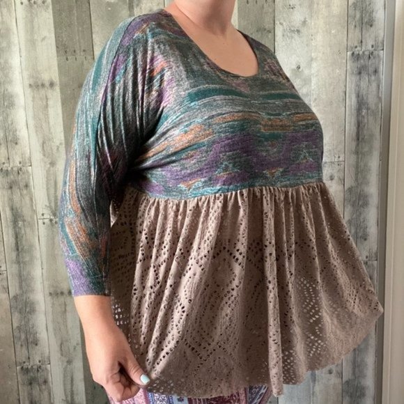 Free People Boho Southwest Dolman Sleeve Peplum Top Womens Small Shirt - Picture 9 of 10